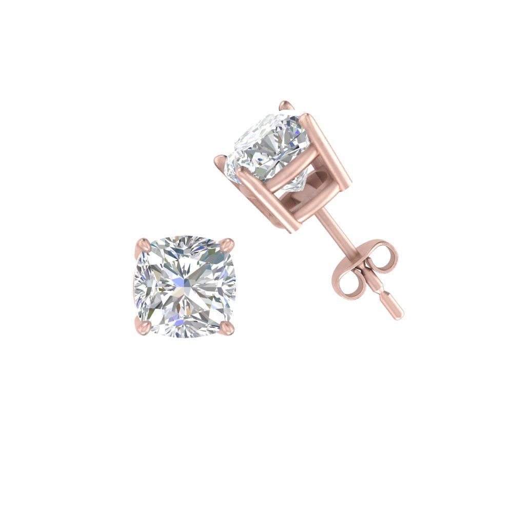 0.50 To 5 Carat Cushion Cut Lab Created Diamond Stud Earring 14K Gold