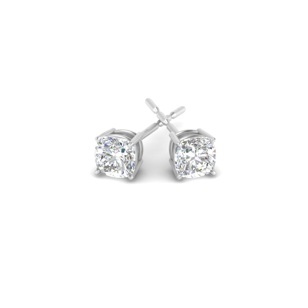 0.50 To 5 Carat Cushion Cut Lab Created Diamond Stud Earring 14K Gold