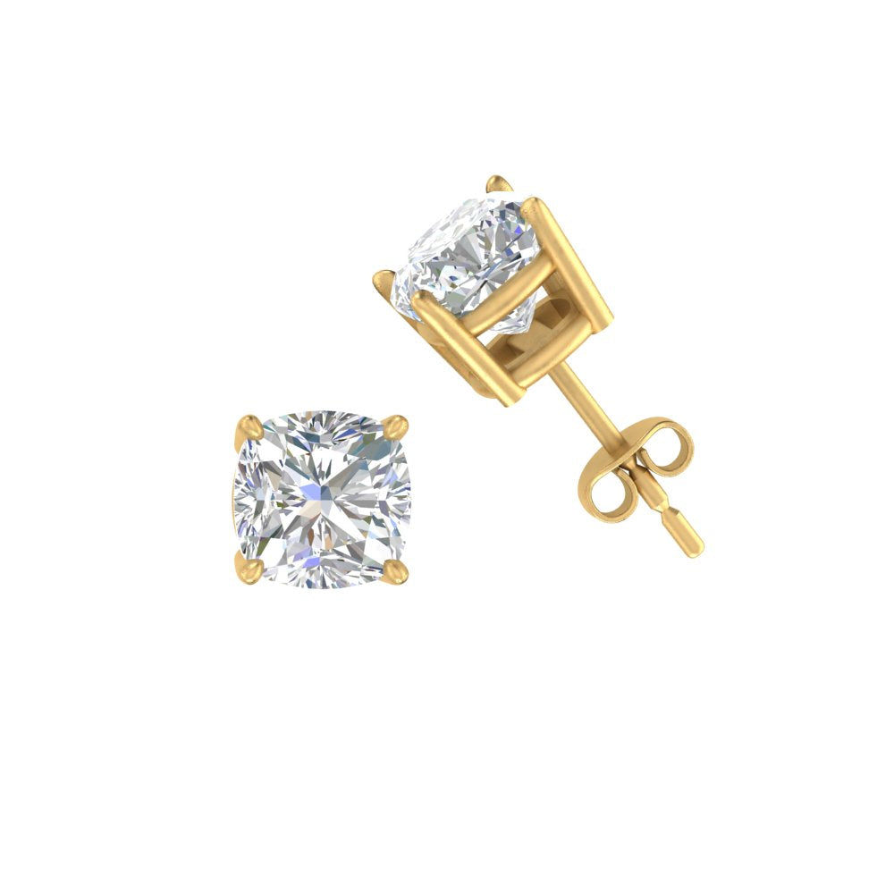 0.50 To 5 Carat Cushion Cut Lab Created Diamond Stud Earring 14K Gold