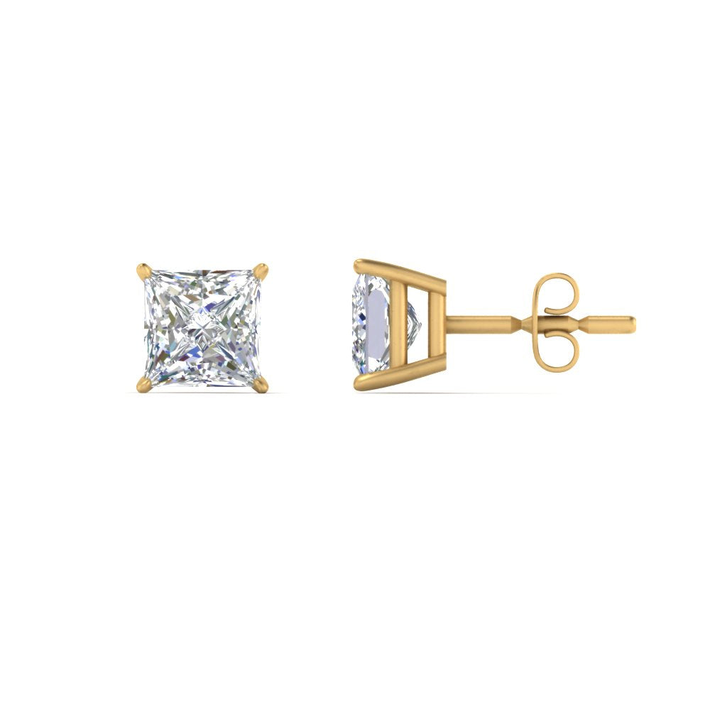 0.50 To 5 Carat Princess Cut Lab Created Diamond Stud Earring For Women 14K Gold