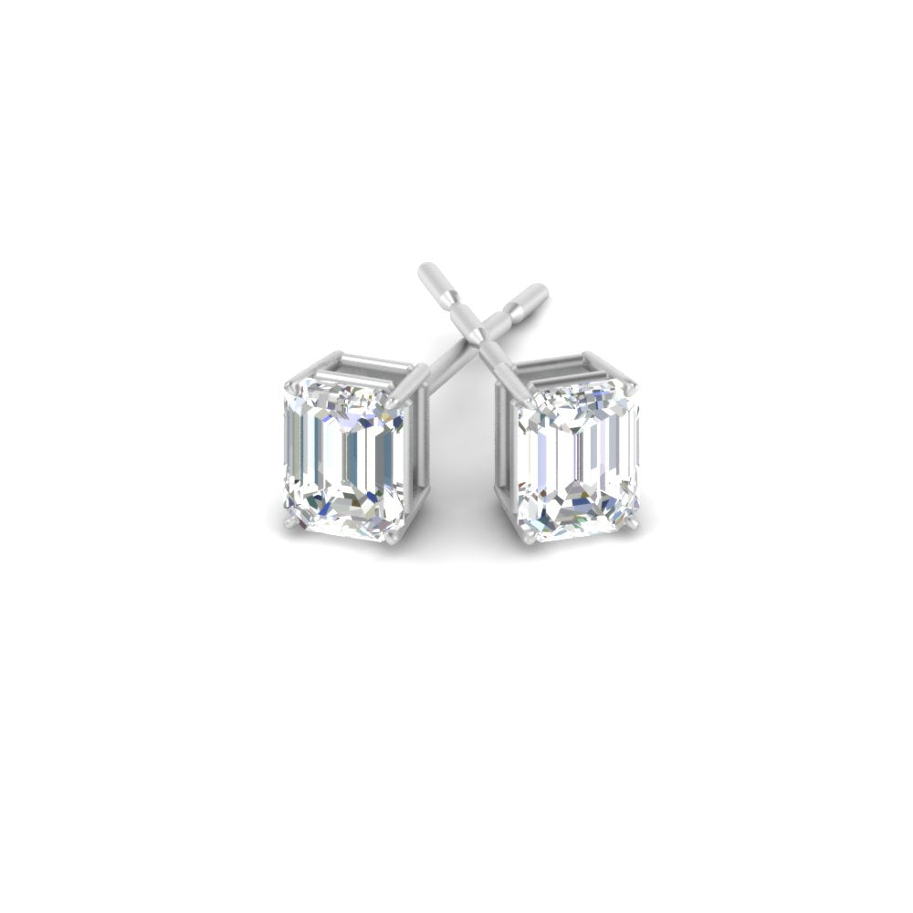 1/2 To 5 Ctw Emerald Cut Basket Lab Diamond Stud Earring 14K Gold