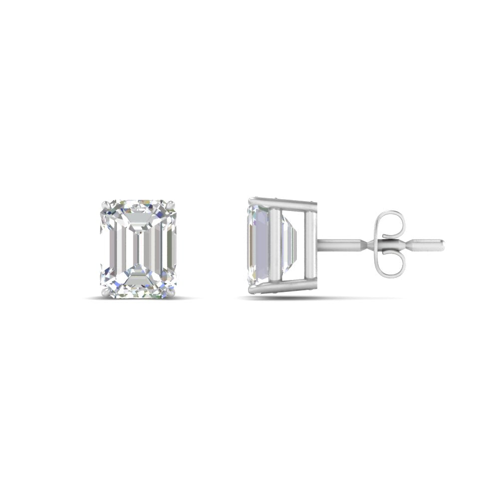 1/2 To 5 Ctw Emerald Cut Basket Lab Diamond Stud Earring 14K Gold