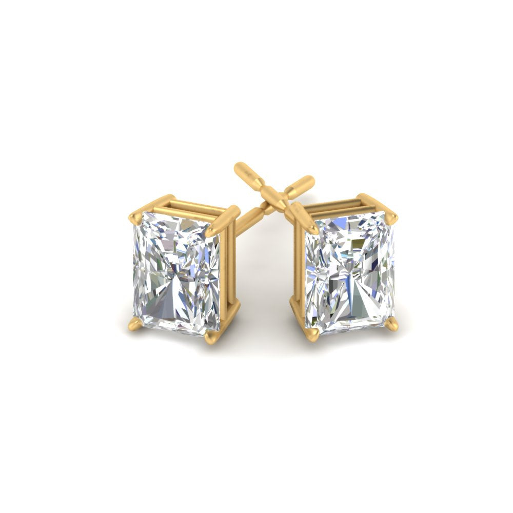 1/2 To 4 Carat Radiant Cut Lab Created Diamond Women Stud Earring 14K Gold