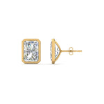 Load image into Gallery viewer, 0.50 To 4 Carat Lab Diamond Radiant Stud Bezel Set Earring For Women 14K Gold
