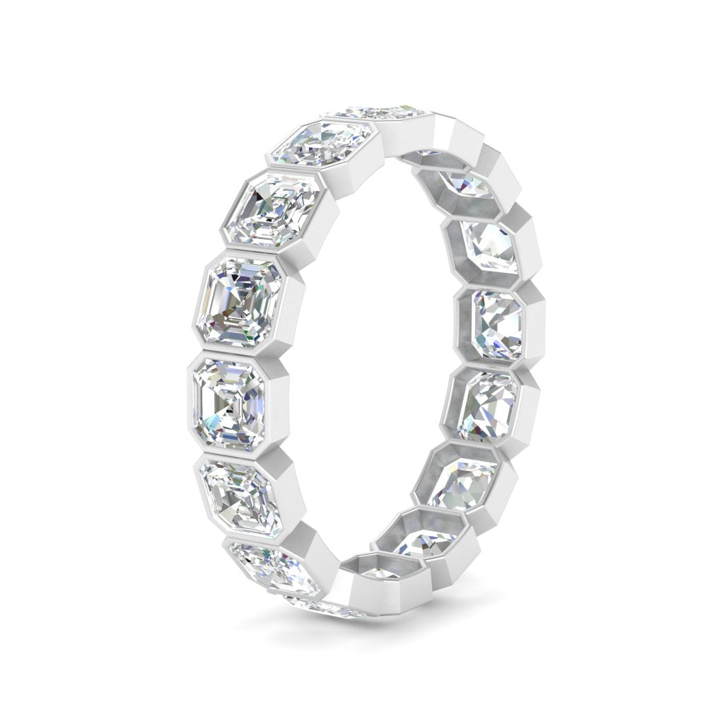 2 Ctw To 4.50 Ctw Asscher Lab Diamond Bezel Set Eternity Ring 14K Gold