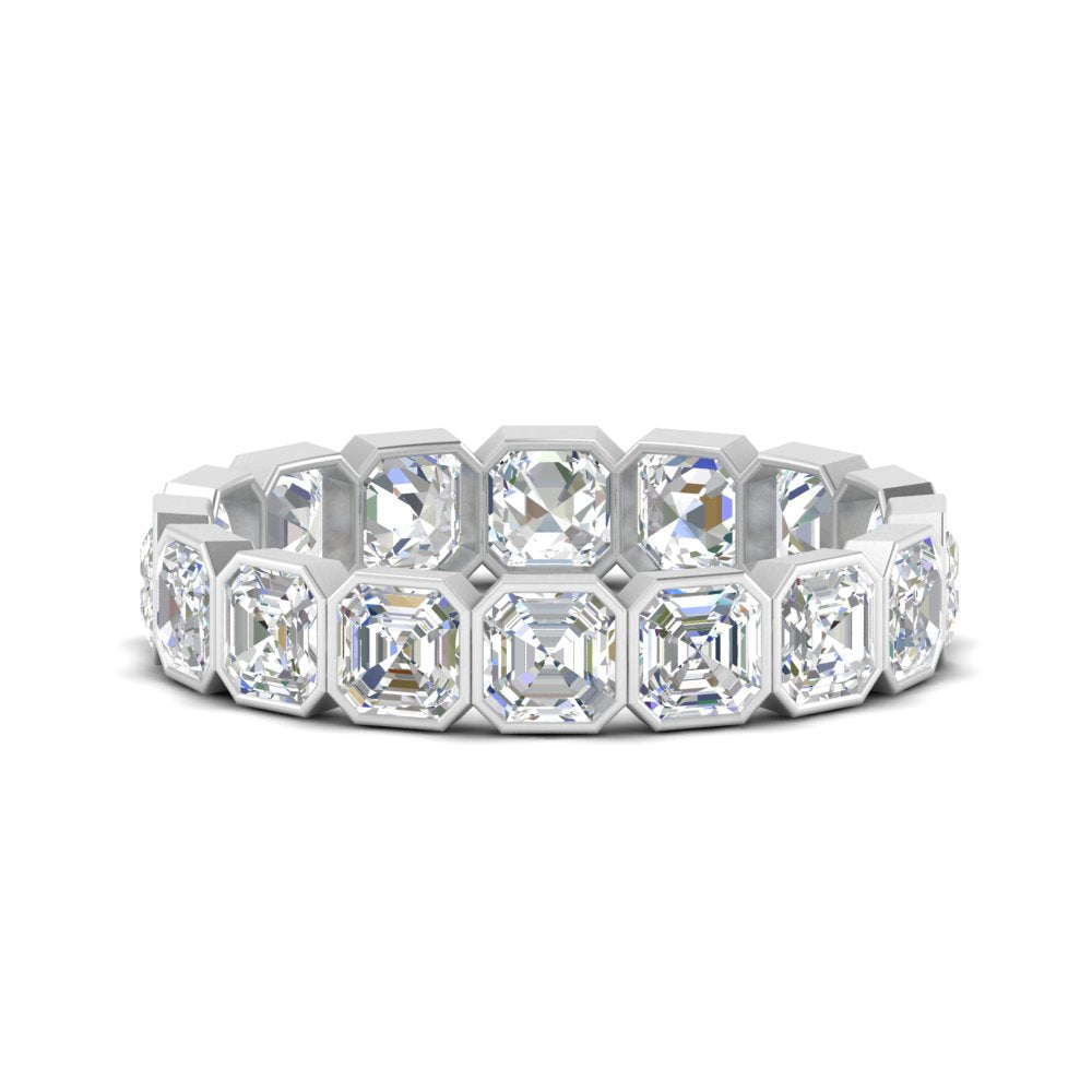 2 Ctw To 4.50 Ctw Asscher Lab Diamond Bezel Set Eternity Ring 14K Gold