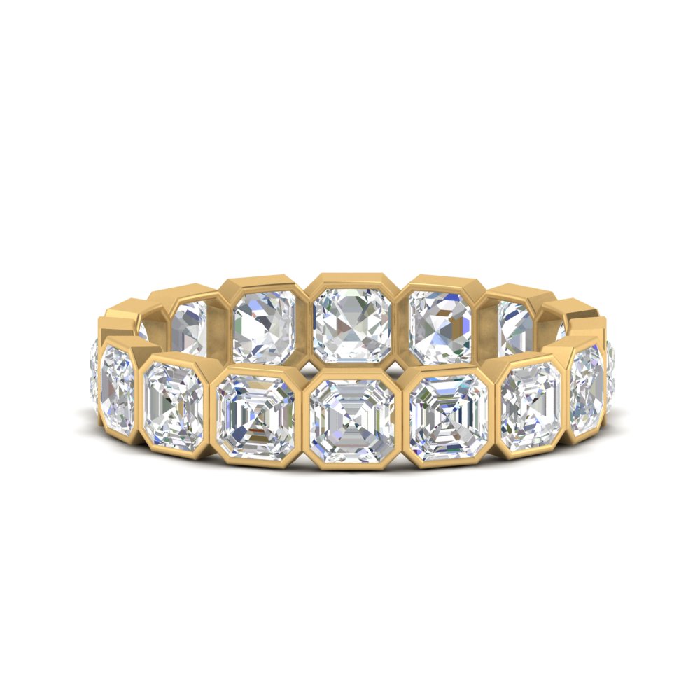 2 Ctw To 4.50 Ctw Asscher Lab Diamond Bezel Set Eternity Ring 14K Gold