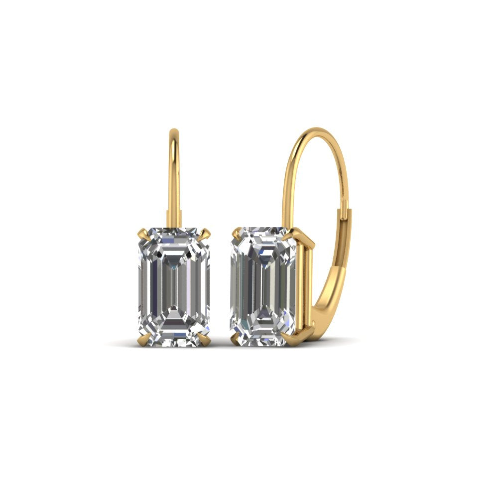 0.50 To 4 Carat Lab Diamond Leverback Stud Earring For Women 14K Gold