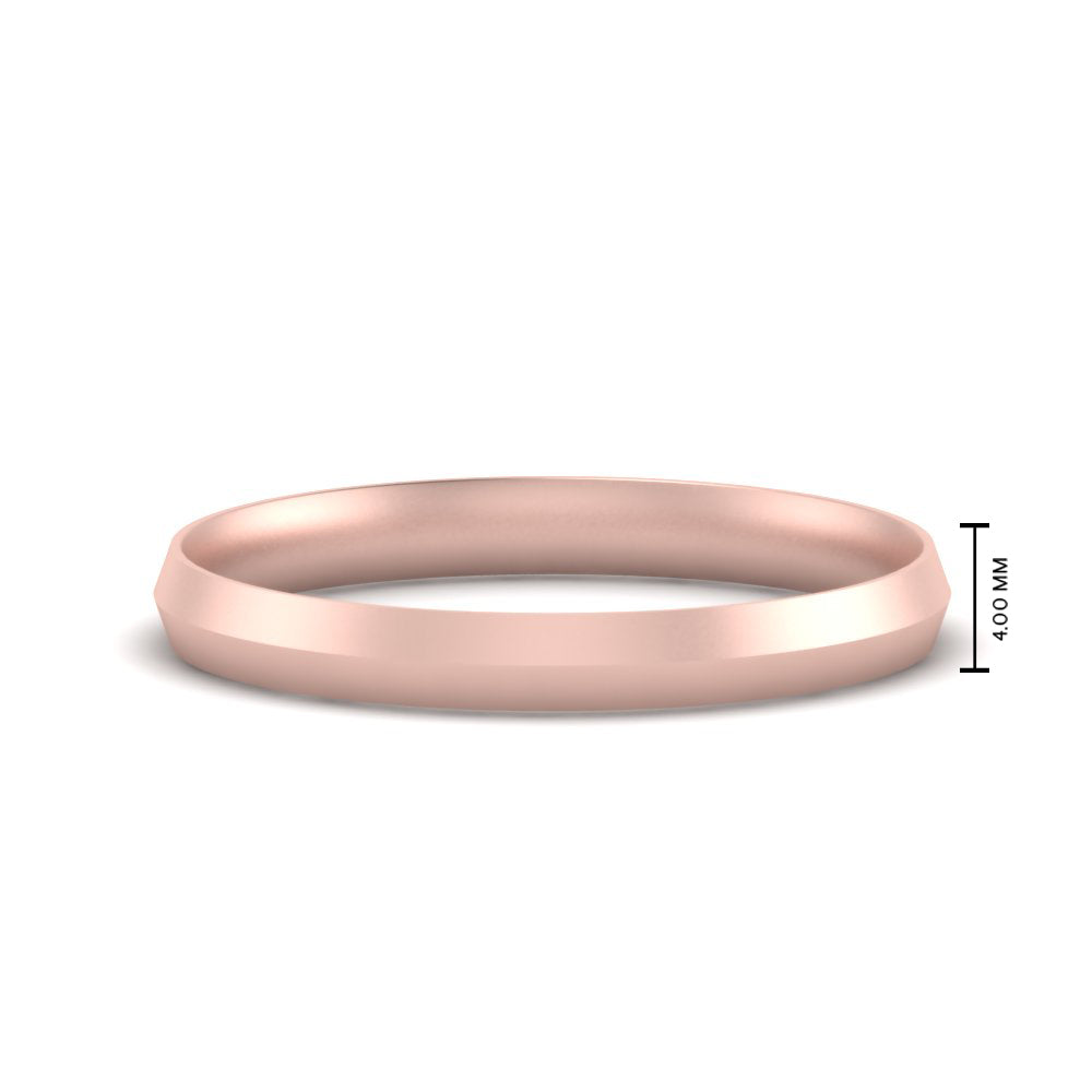 4 MM Comfort Fit Knife Edge Stack Mens Band In 14k Rose Gold | Cuts & Carat