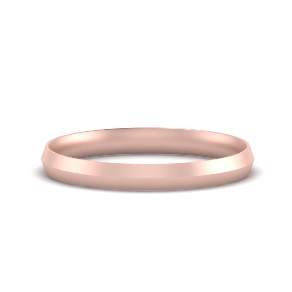 4 MM Comfort Fit Knife Edge Stack Mens Band In 14k Rose Gold | Cuts & Carat