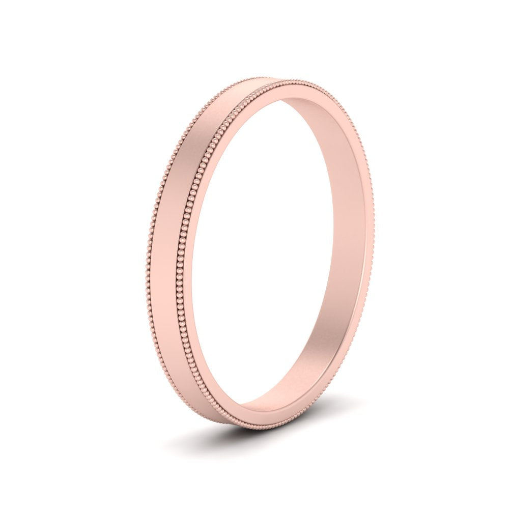 Flat Milgrain Stackable Mens Wedding Band In 14K Rose Gold | Cuts & Carat