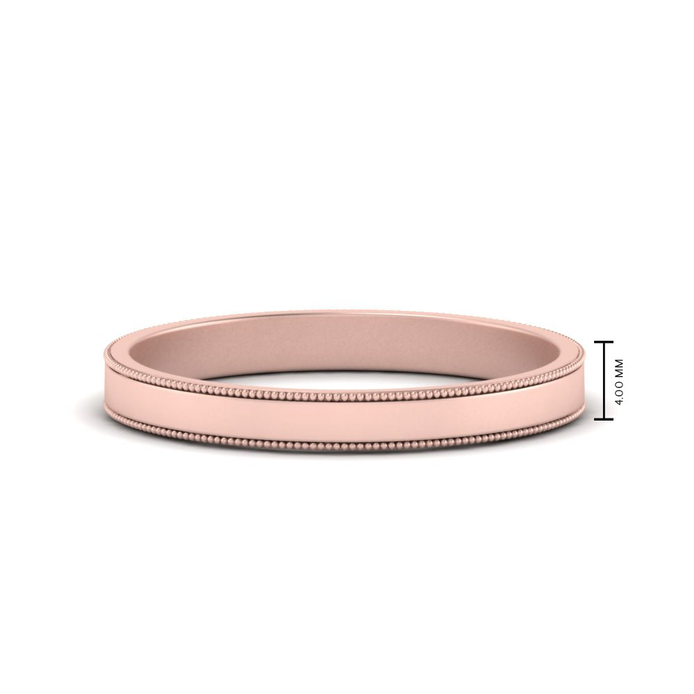 Flat Milgrain Stackable Mens Wedding Band In 14K Rose Gold | Cuts & Carat