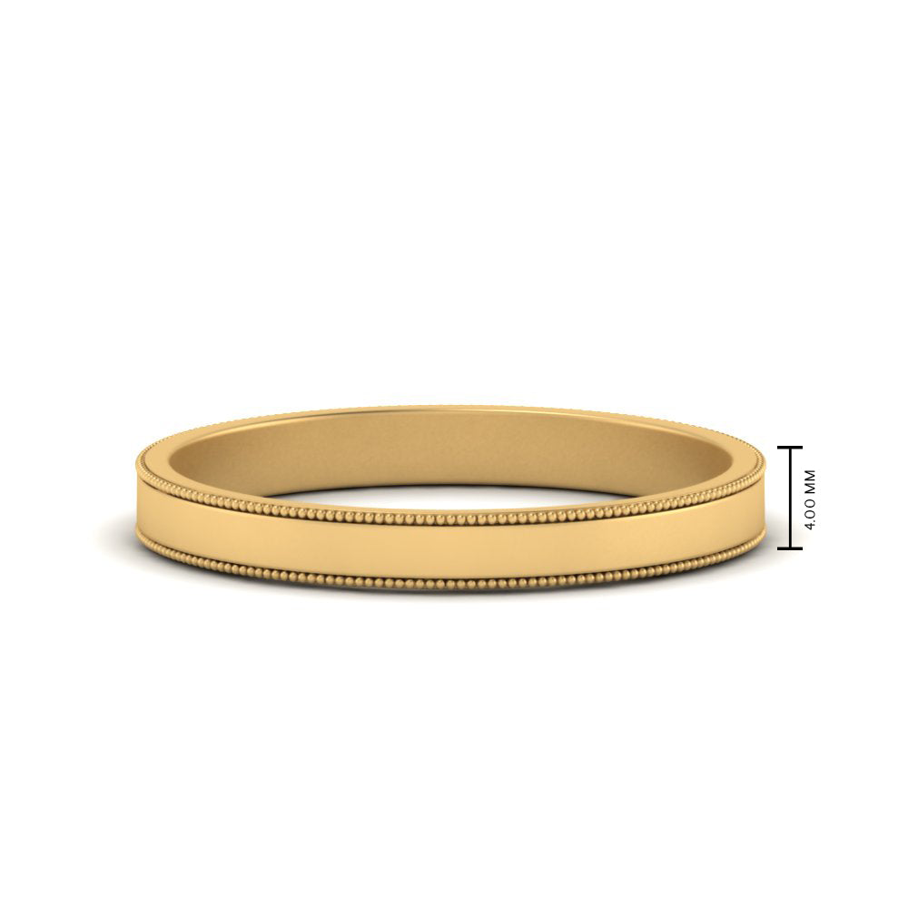 Flat Milgrain Stackable Mens Wedding Band In 14K Yellow Gold | Cuts & Carat