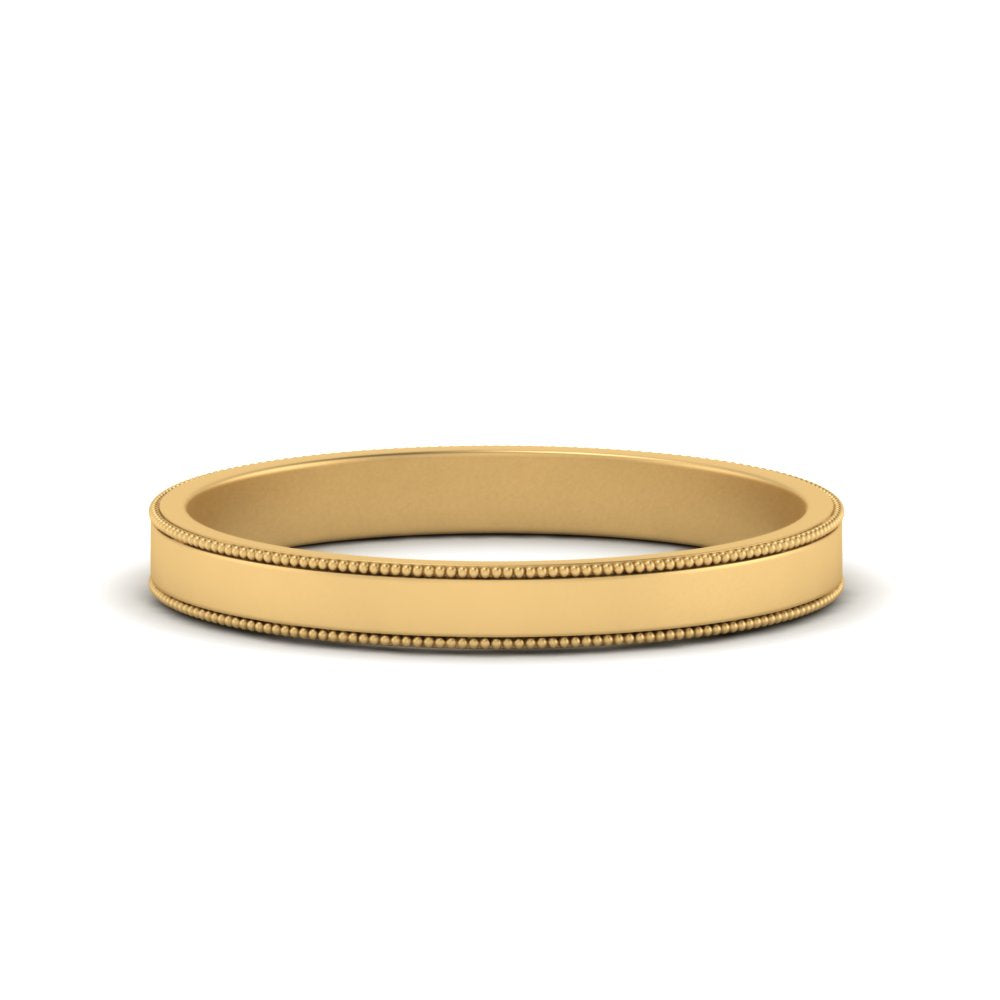 Flat Milgrain Stackable Mens Wedding Band In 14K Yellow Gold | Cuts & Carat