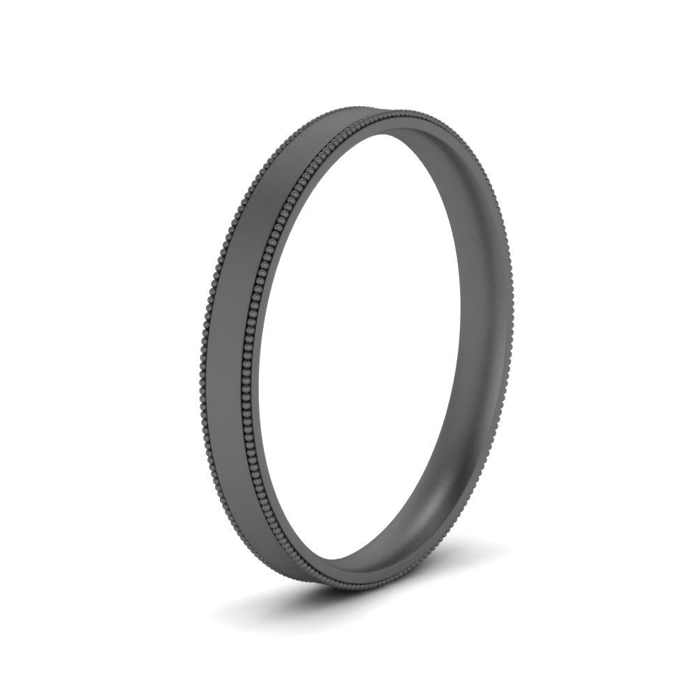 4 MM Flat Stack Stepped Edge Comfort Fit Mens Wedding Band 14K Black Gold | Cuts & Carat