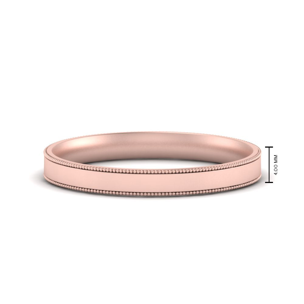 4 MM Flat Stack Stepped Edge Comfort Fit Mens Wedding Band 14K Rose Gold | Cuts & Carat