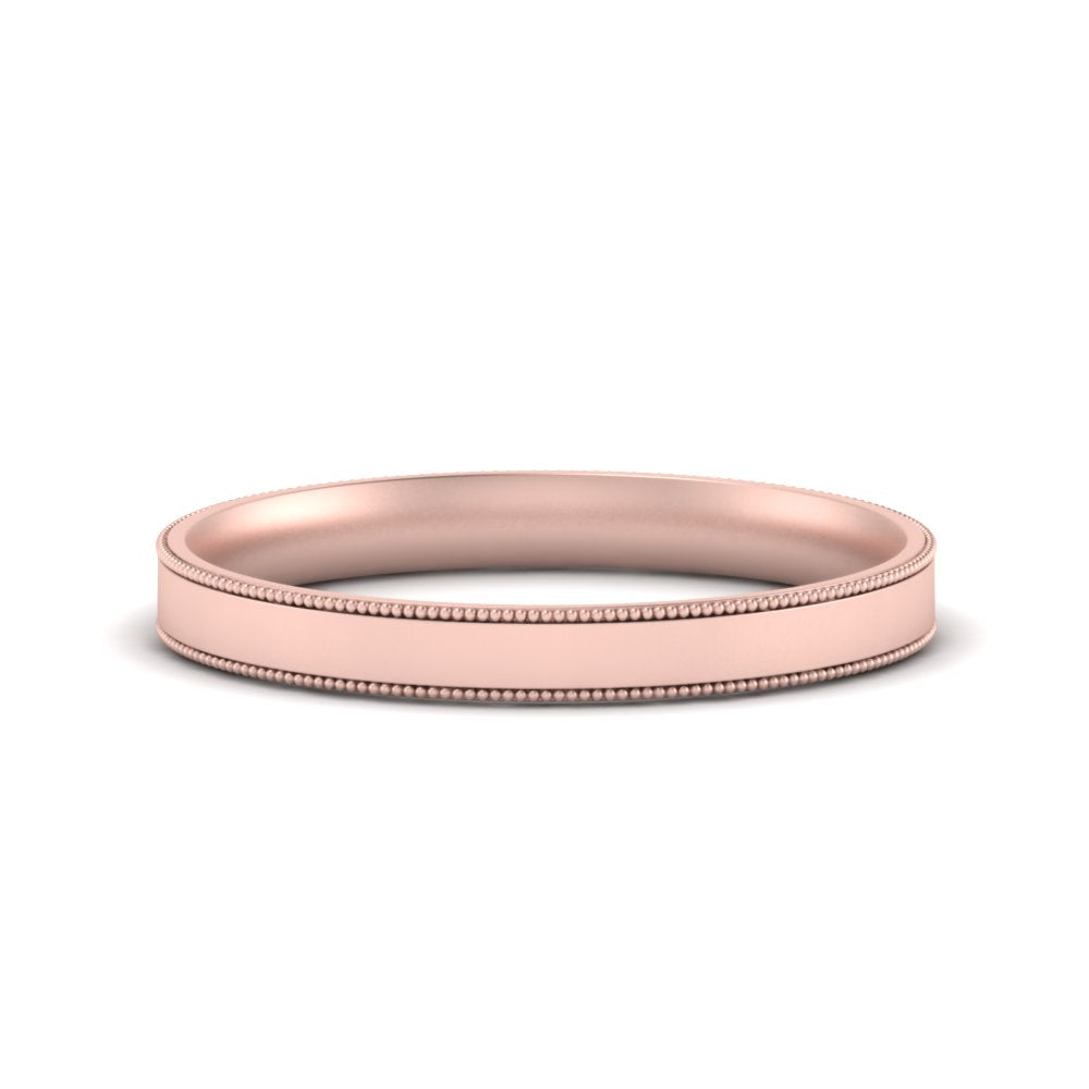 4 MM Flat Stack Stepped Edge Comfort Fit Mens Wedding Band 14K Rose Gold | Cuts & Carat