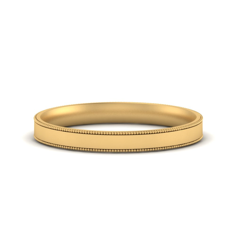 4 MM Flat Stack Stepped Edge Comfort Fit Mens Wedding Band 14K Yellow Gold | Cuts & Carat