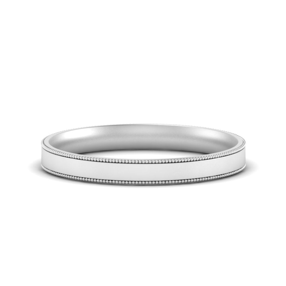 4 MM Flat Stack Stepped Edge Comfort Fit Mens Wedding Band 14K White Gold | Cuts & Carat