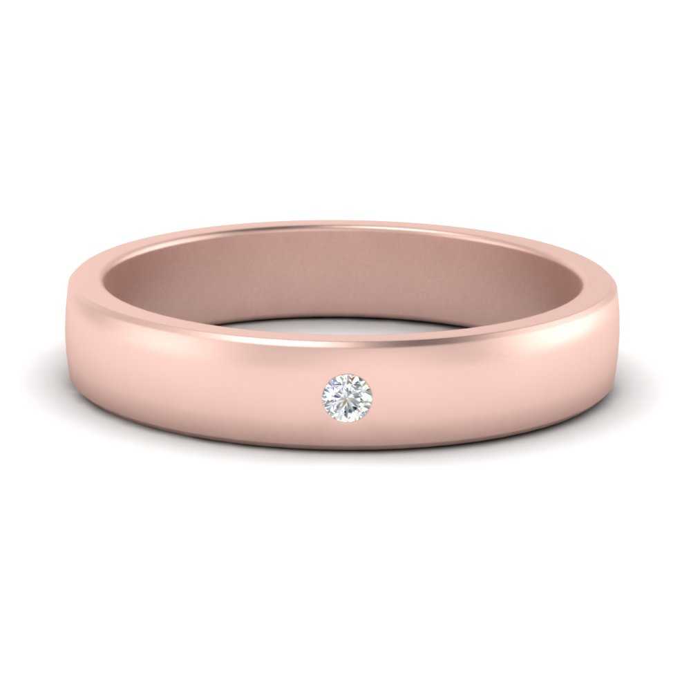 Round Cut Lab Diamond Classic Wedding Band For Mens 14k Rose Gold|Cuts & Carat