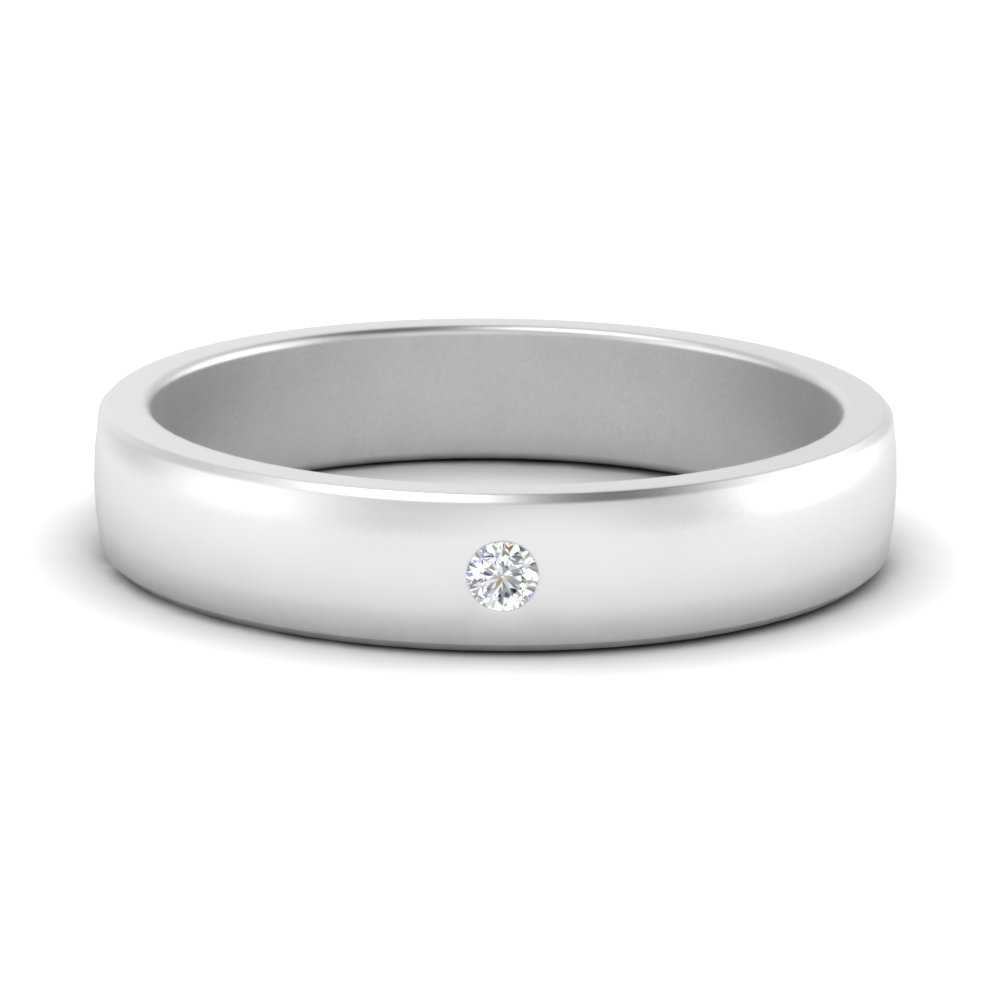 Round Cut Lab Diamond Classic Wedding Band For Mens 14k White Gold|Cuts & Carat