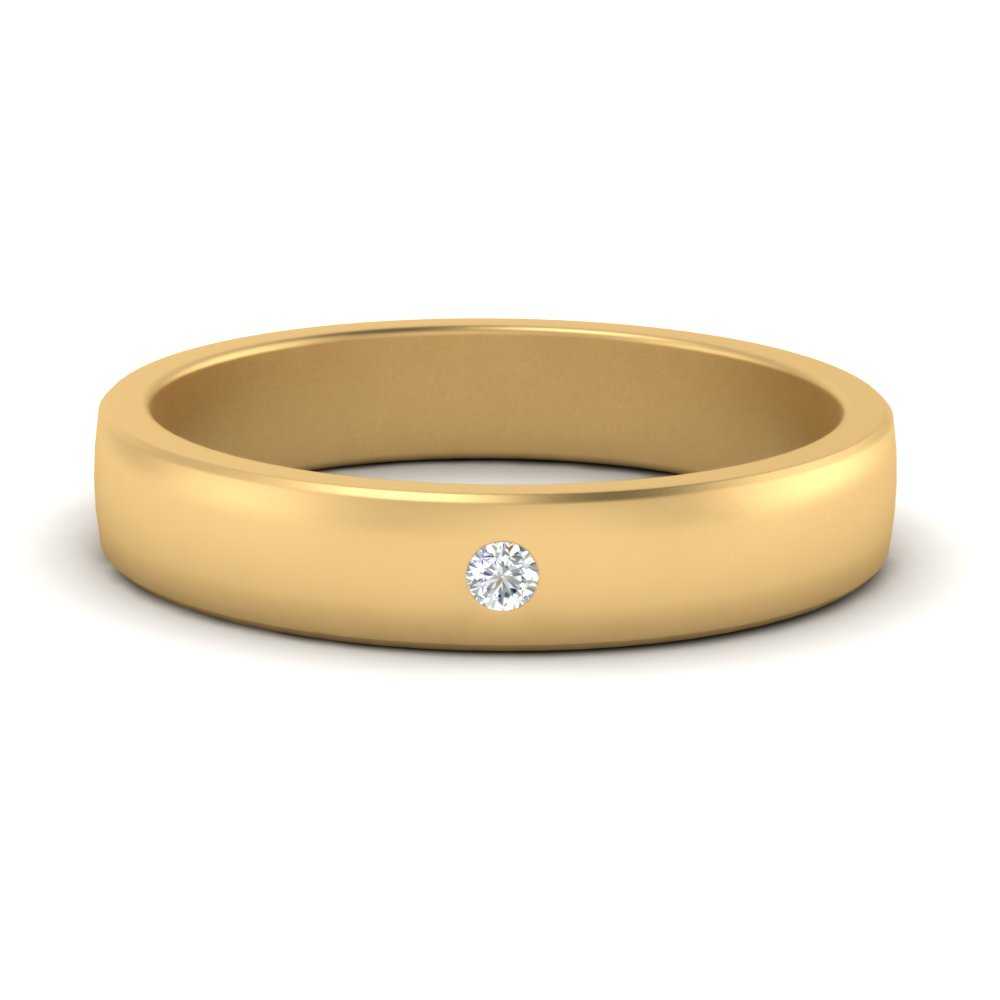 Round Cut Lab Diamond Classic Wedding Band For Mens 14k Yellow Gold|Cuts & Carat