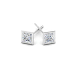 Load image into Gallery viewer, 0.50 To 5 Carat Lab Diamond Square Stud Bezel Set Earring For Women 14K Gold
