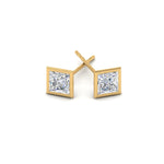 Load image into Gallery viewer, 0.50 To 5 Carat Lab Diamond Square Stud Bezel Set Earring For Women 14K Gold
