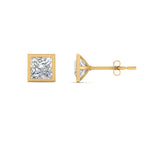 Load image into Gallery viewer, 0.50 To 5 Carat Lab Diamond Square Stud Bezel Set Earring For Women 14K Gold
