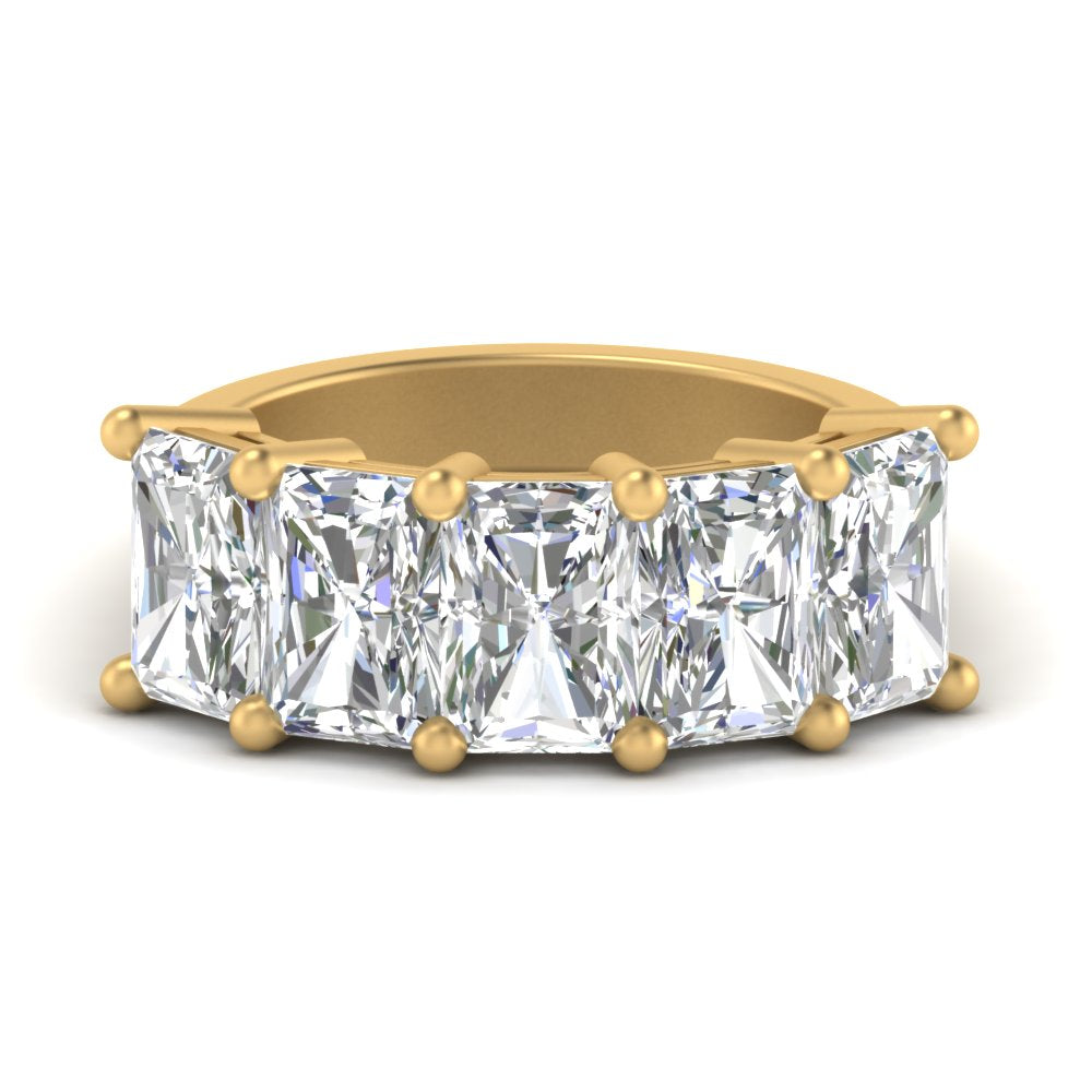 0.50 To 5 Ct Radiant Cut Lab Diamond Five Stone Wedding Band 14k Gold