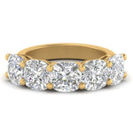 Load image into Gallery viewer, 1 To 5 Carat Lab Diamond Five Stone Cushion Cut Wedding Band 14K Gold
