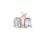 Load image into Gallery viewer, 1/2 To 5 Ctw Emerald Cut Basket Lab Diamond Stud Earring 14K Gold
