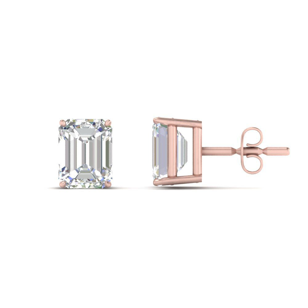 1/2 To 5 Ctw Emerald Cut Basket Lab Diamond Stud Earring 14K Gold