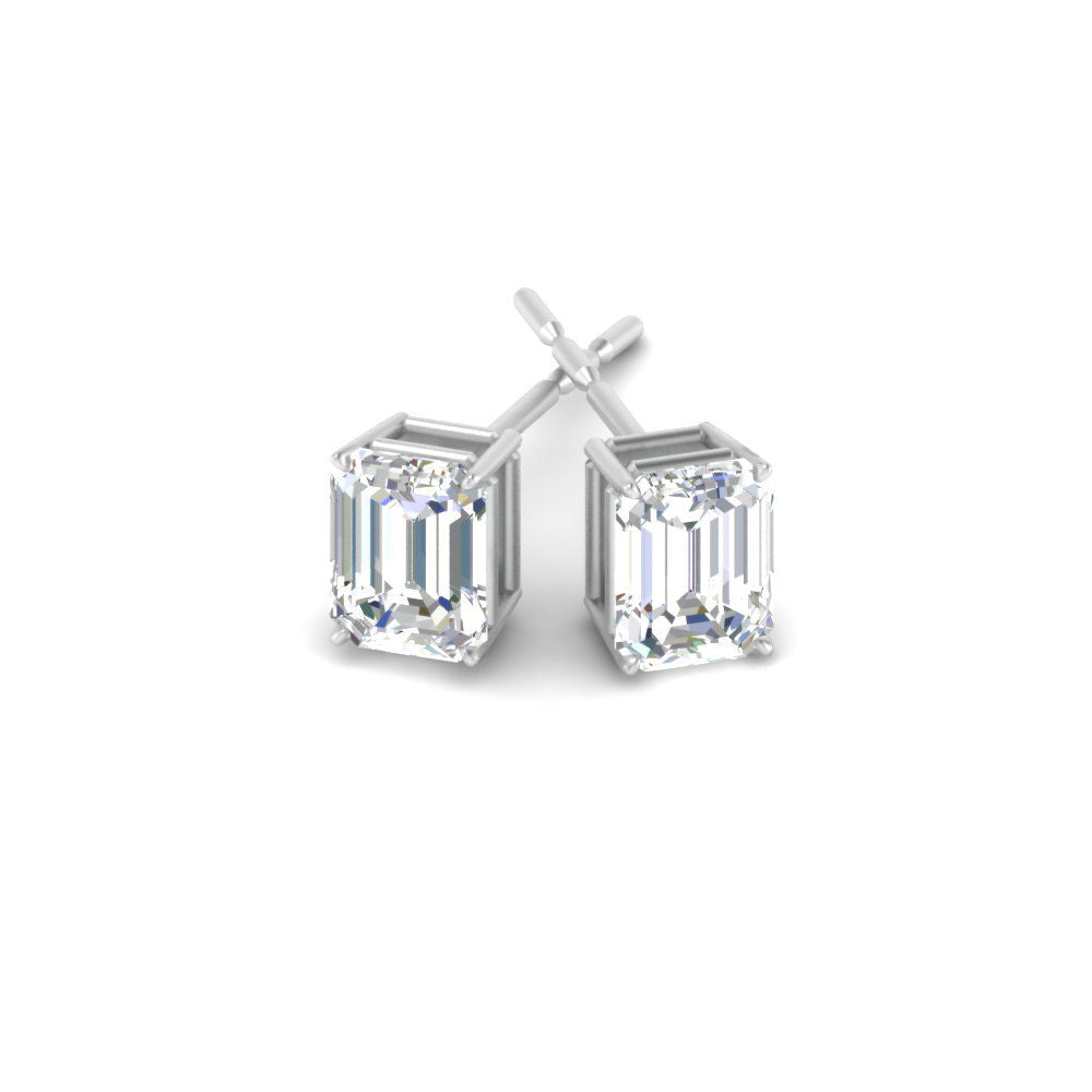 1/2 To 5 Ctw Emerald Cut Basket Lab Diamond Stud Earring 14K Gold