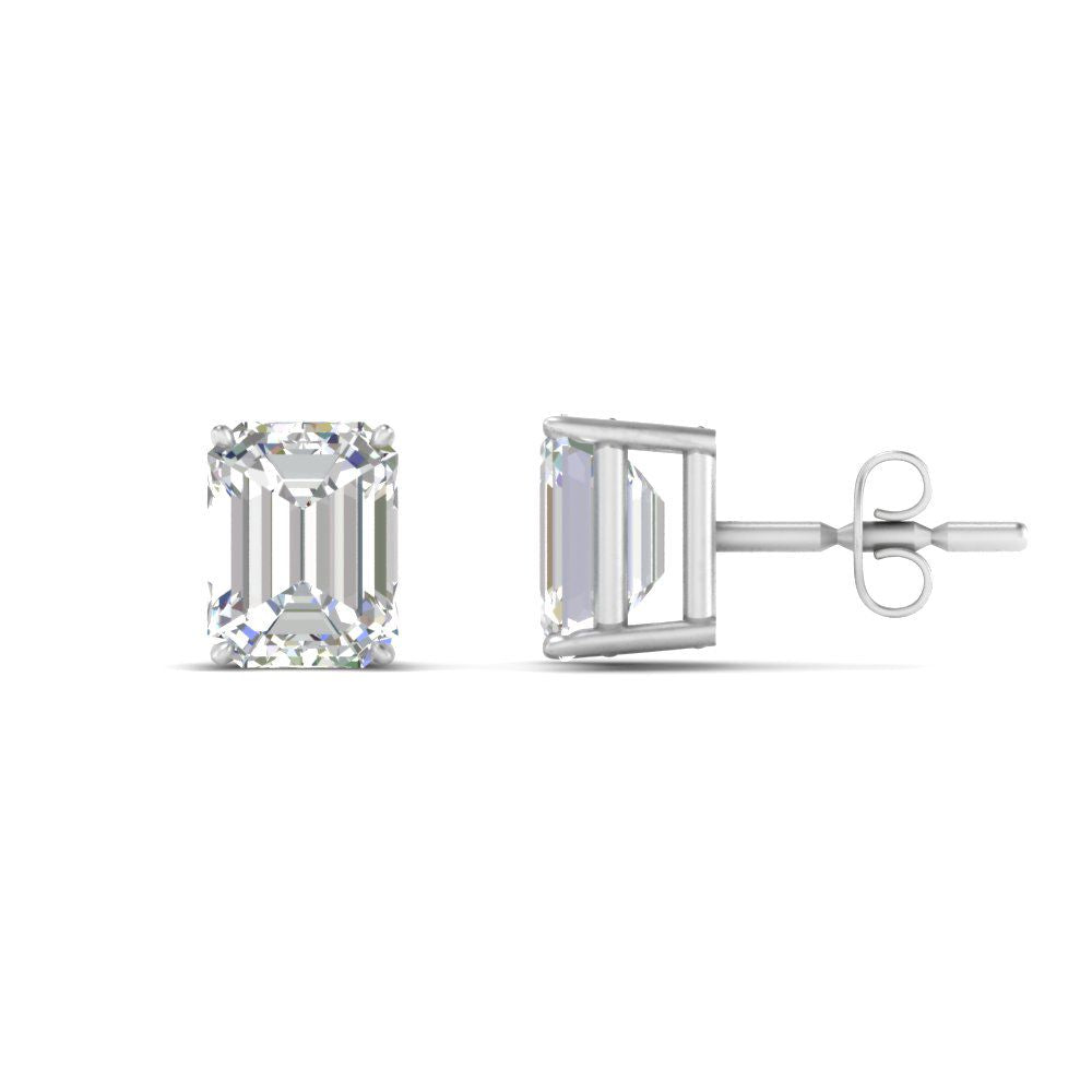 1/2 To 5 Ctw Emerald Cut Basket Lab Diamond Stud Earring 14K Gold