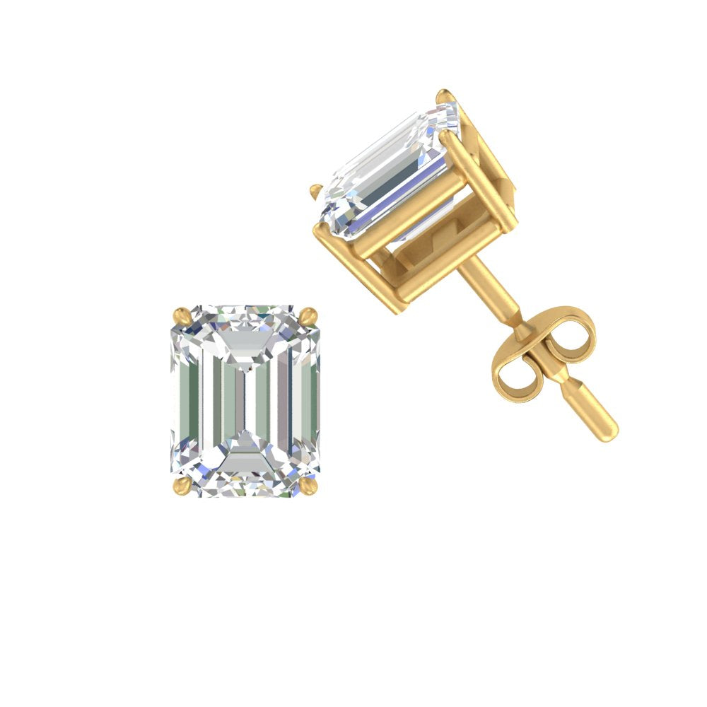 1/2 To 5 Ctw Emerald Cut Basket Lab Diamond Stud Earring 14K Gold