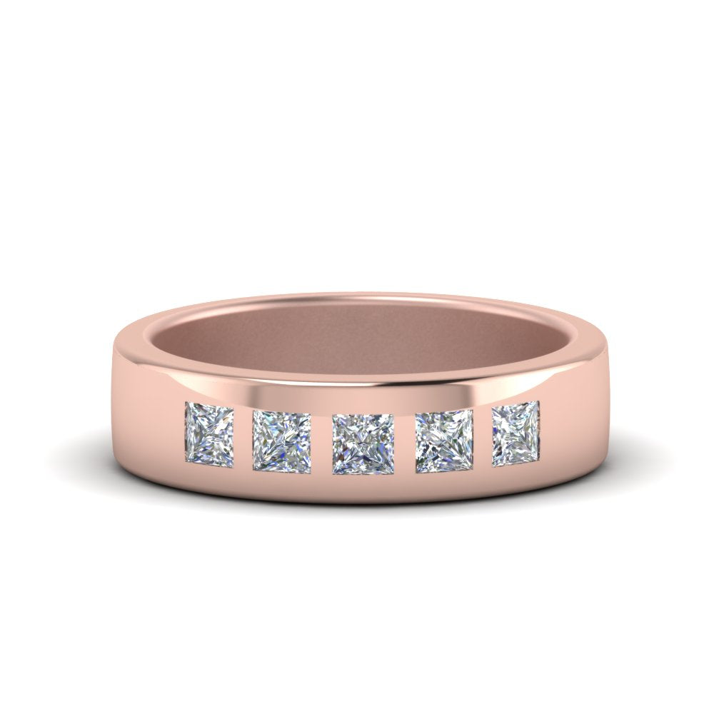 2 Stone Round Cut Lab Diamond Wedding Band For Mens 14k Rose Gold|Cuts & Carat