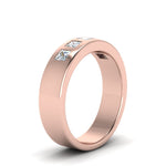 Load image into Gallery viewer, 2 Stone Round Cut Lab Diamond Wedding Band For Mens 14k Rose Gold|Cuts &amp; Carat
