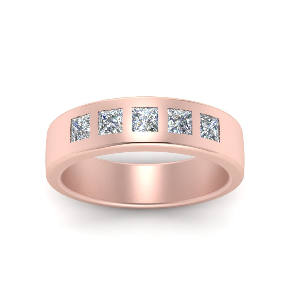 2 Stone Round Cut Lab Diamond Wedding Band For Mens 14k Rose Gold|Cuts & Carat