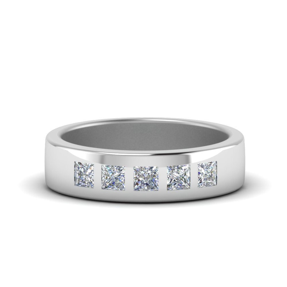 2 Stone Round Cut Lab Diamond Wedding Band For Mens 14k White Gold|Cuts & Carat