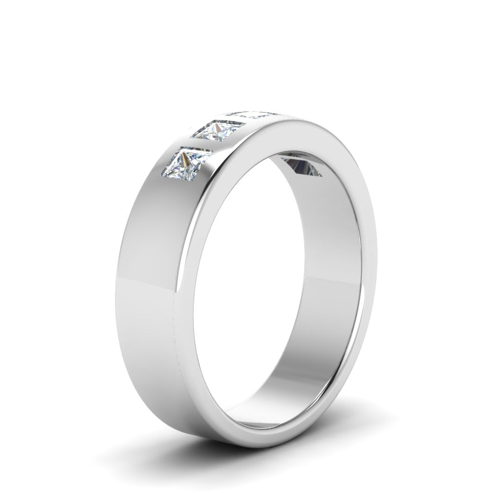 2 Stone Round Cut Lab Diamond Wedding Band For Mens 14k White Gold|Cuts & Carat