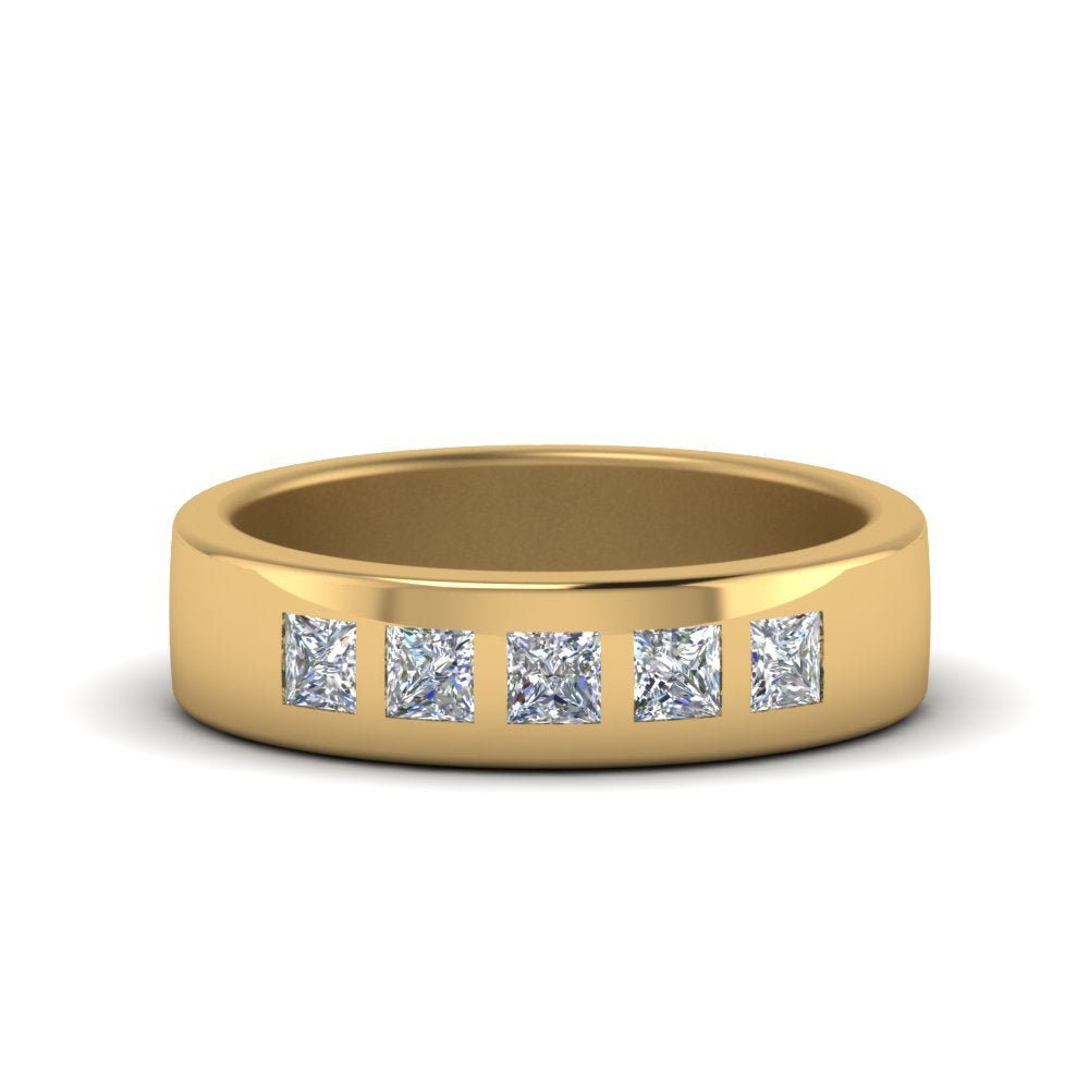 2 Stone Round Cut Lab Diamond Wedding Band For Mens 14k Yellow Gold|Cuts & Carat