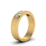 Load image into Gallery viewer, 2 Stone Round Cut Lab Diamond Wedding Band For Mens 14k Yellow Gold|Cuts &amp; Carat
