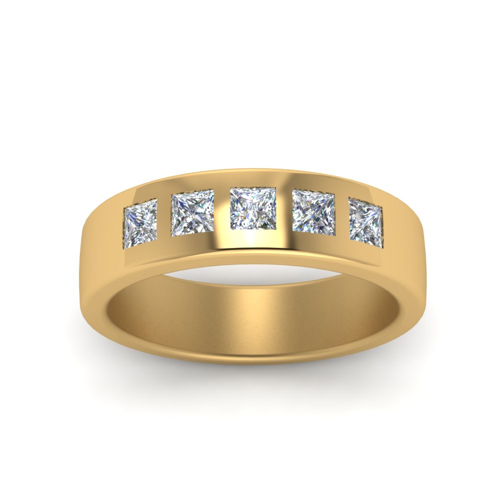 2 Stone Round Cut Lab Diamond Wedding Band For Mens 14k Yellow Gold|Cuts & Carat