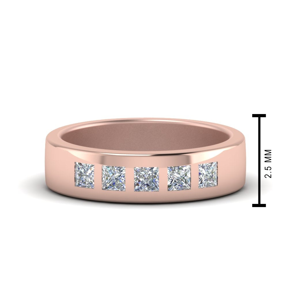 2 Stone Round Cut Lab Diamond Wedding Band For Mens 14k Rose Gold|Cuts & Carat