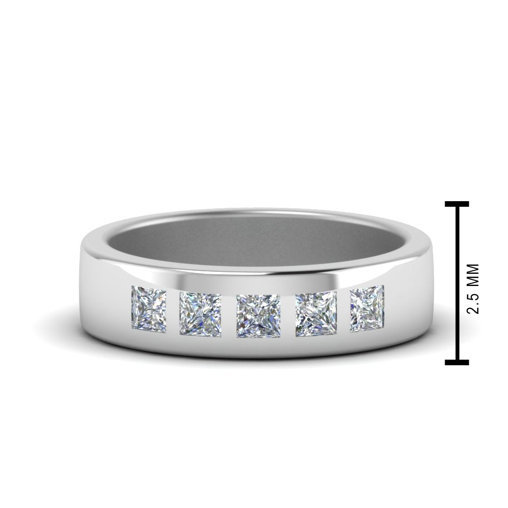 2 Stone Round Cut Lab Diamond Wedding Band For Mens 14k White Gold|Cuts & Carat