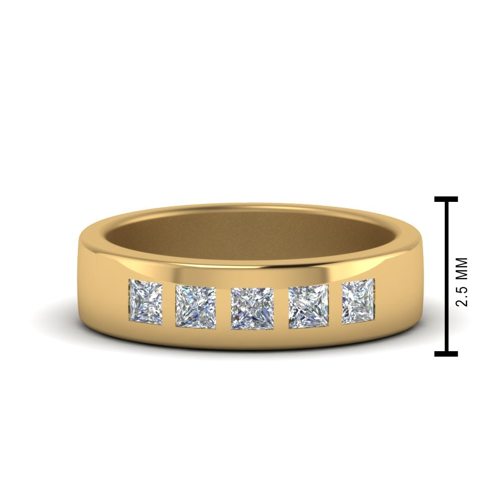 2 Stone Round Cut Lab Diamond Wedding Band For Mens 14k Yellow Gold|Cuts & Carat