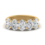 Load image into Gallery viewer, 0.50 Ctw To 5 Ctw Oval Cut Five Stone Lab Diamond Wedding Band 14K Gold
