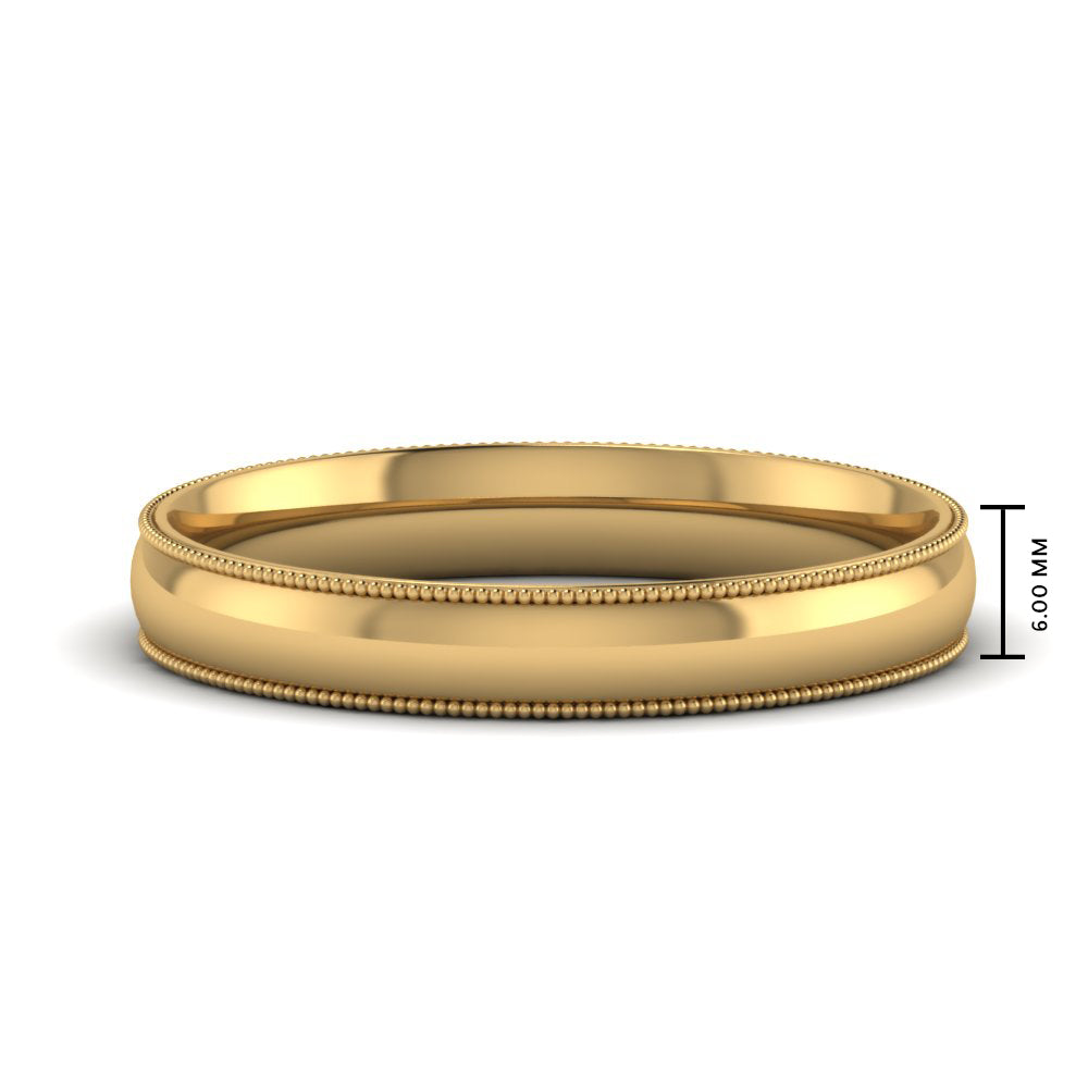 Comfort Fit Milgrain Edge Wedding Band 14K Gold