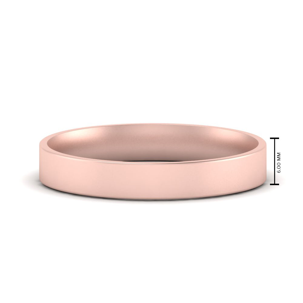 Comfort Fit Light Weight Flat Stacking Mens Band In 14K Rose Gold | Cuts & Carat